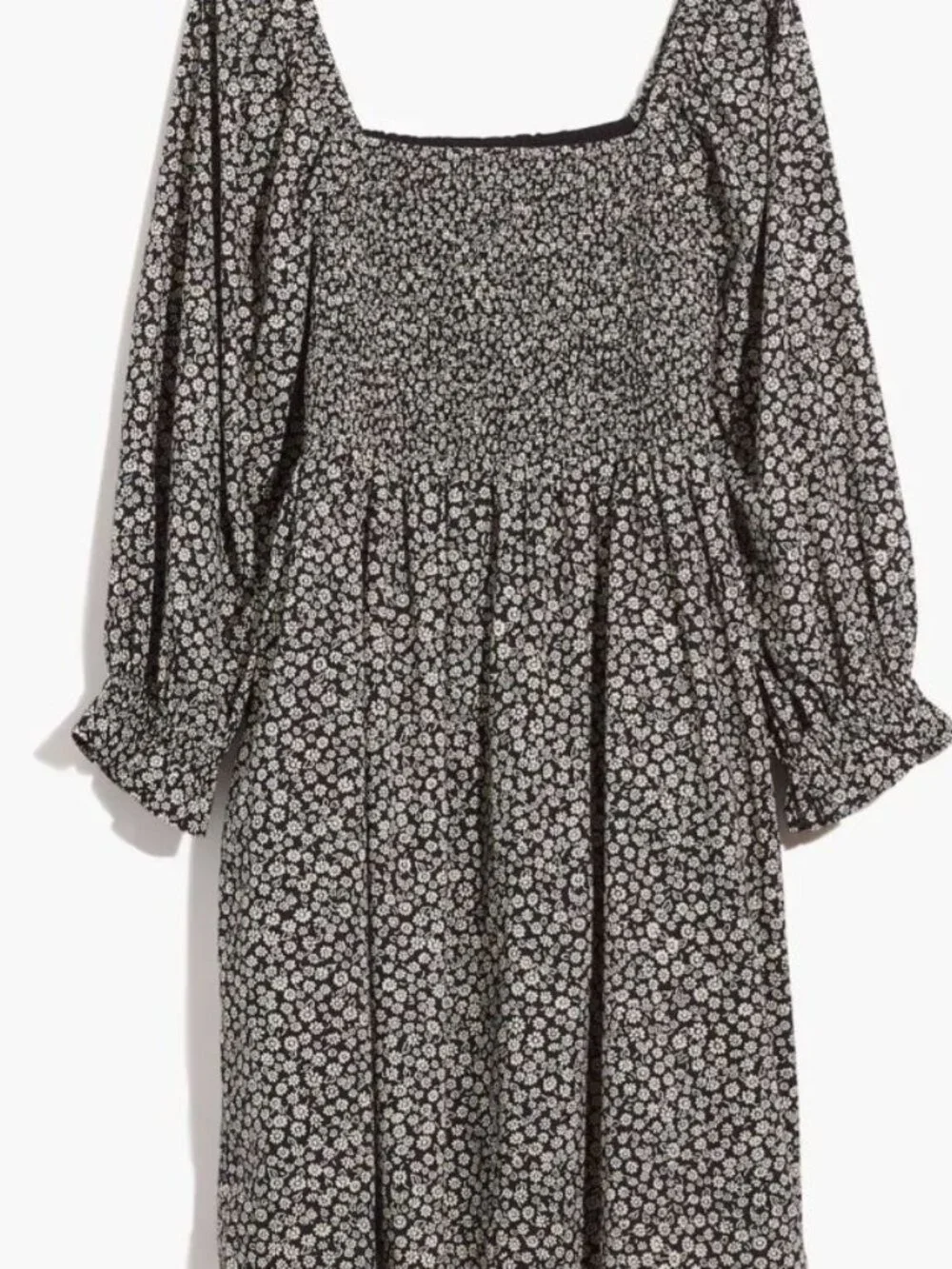 MADEWELL Lucie Elbow-Sleeve Smocked Dress in Parisian Ditsy - size Large - Picture 3 of 16